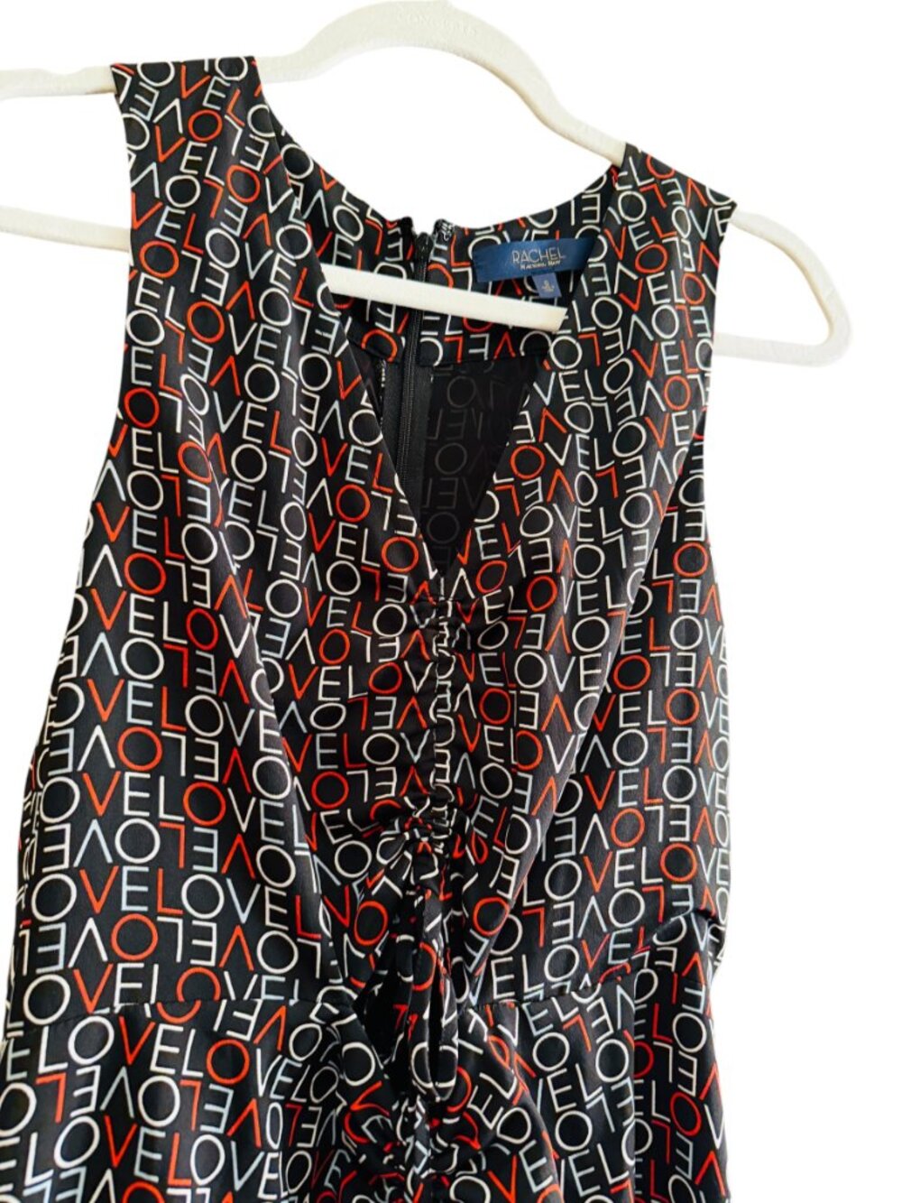 Sleeveless Midi Dress with Ruched Front Detail & Love Print - Picture 3 of 8